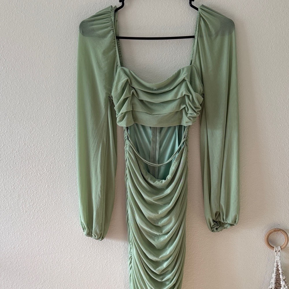 Princess Polly Sage Green Long Sleeve Dress